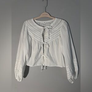 White Women's Top with Tie Details